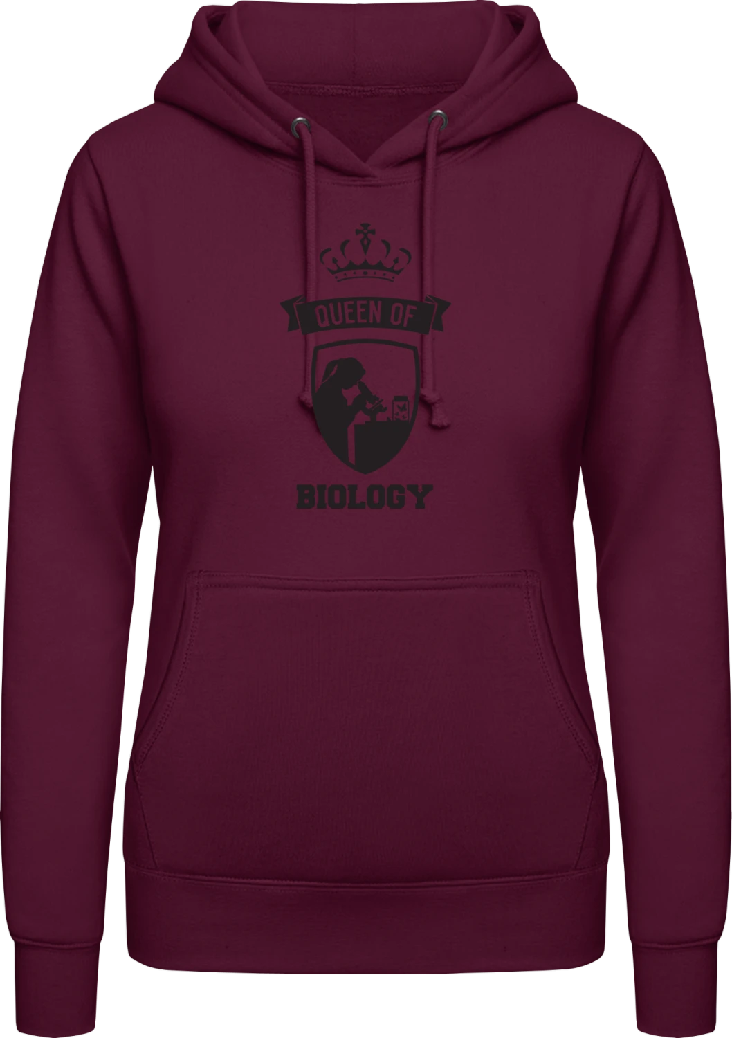 Queen Of Biology - Burgundy AWDis ladies hoodie - Front