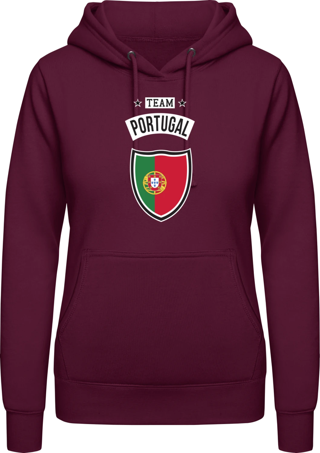 Team Portugal - Burgundy AWDis ladies hoodie - Front