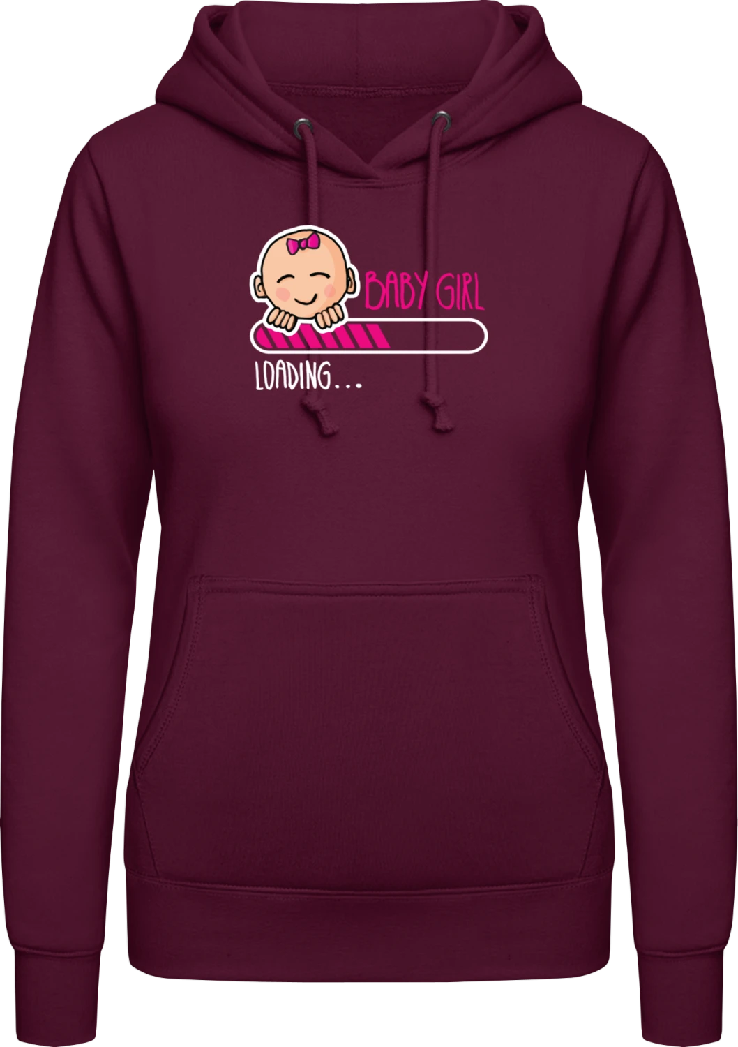 Baby Girl Loading Comic - Burgundy AWDis ladies hoodie - Front