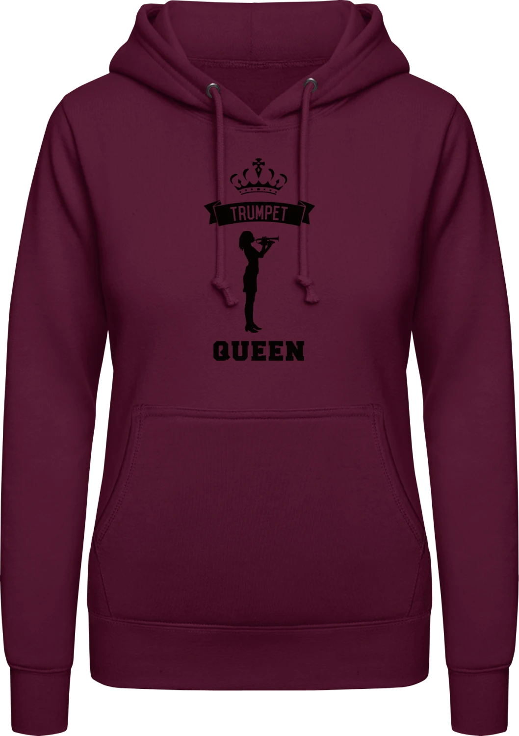 Trumpet Queen - Burgundy AWDis ladies hoodie - Front