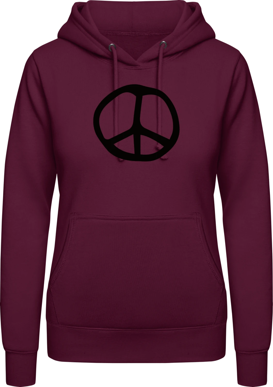 Peace Symbol Illustration - Burgundy AWDis ladies hoodie - Front