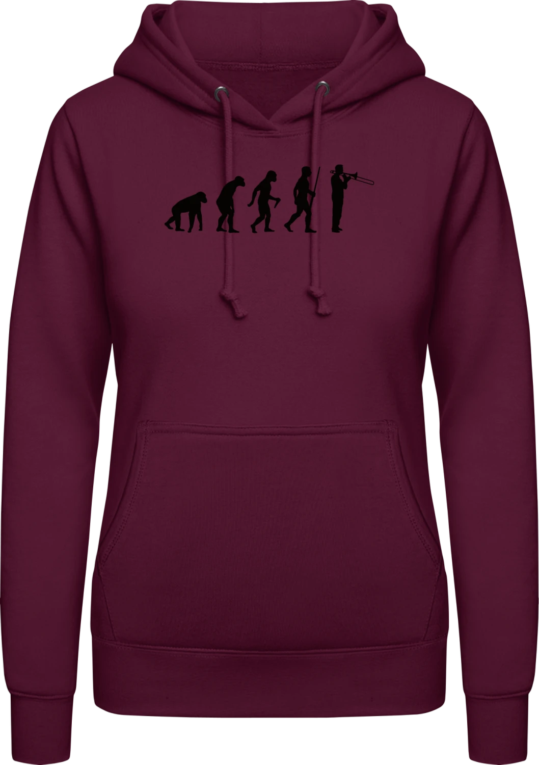 Trombonist Evolution - Burgundy AWDis ladies hoodie - Front