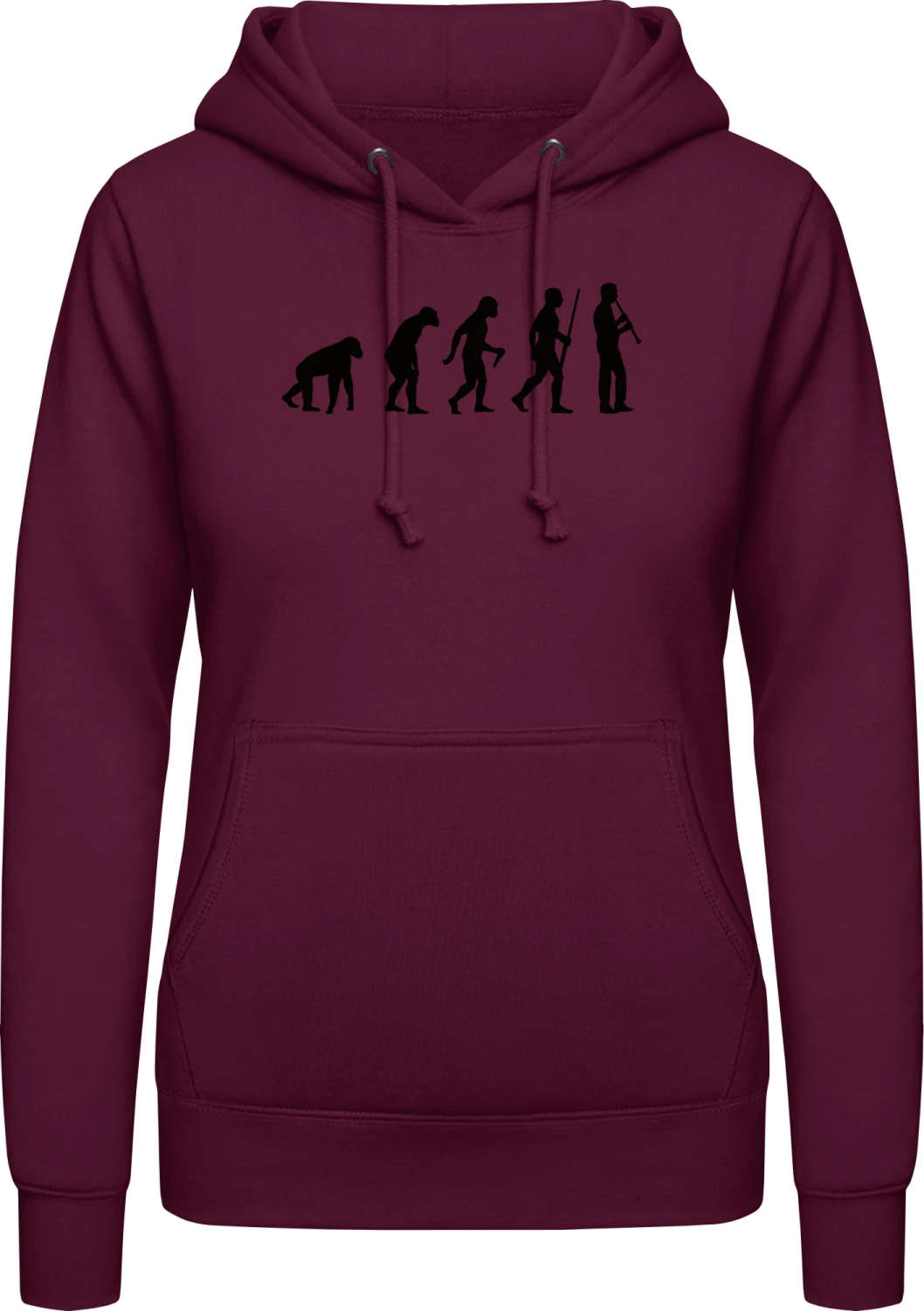 Clarinet Player Evolution - Burgundy AWDis ladies hoodie - Front