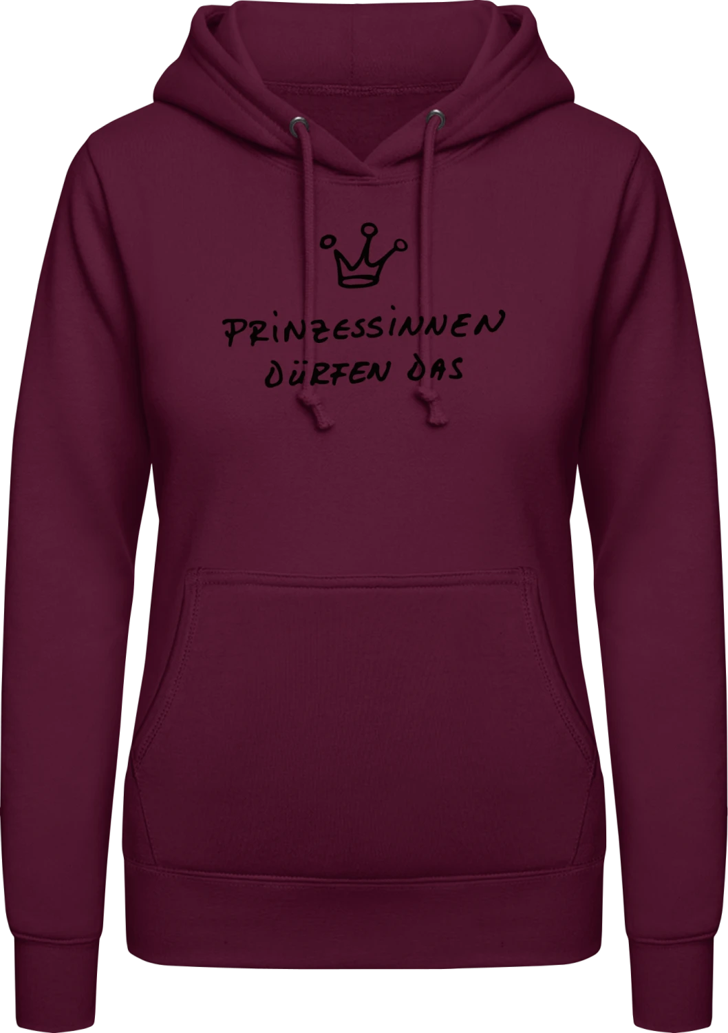 Prinzessinnen dürfen das - Burgundy AWDis ladies hoodie - Front