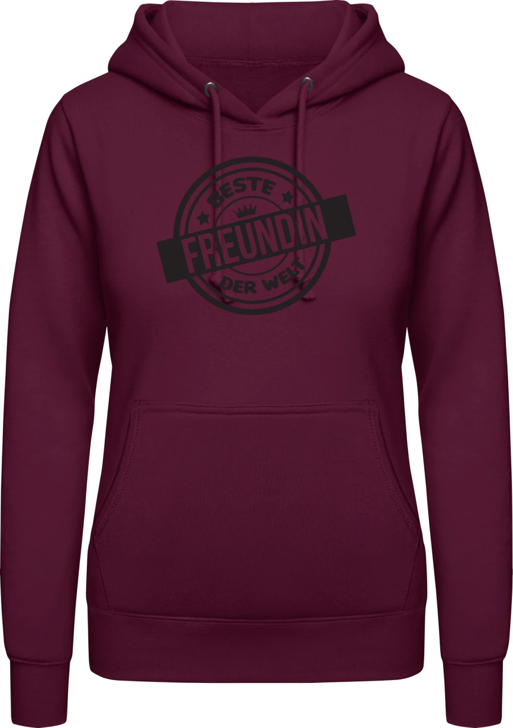 Beste Freundin der Welt Logo - Burgundy AWDis ladies hoodie - Front