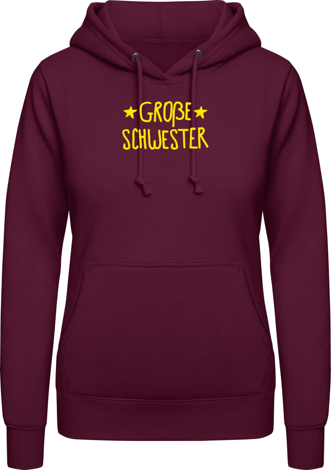 Große Schwester - Burgundy AWDis ladies hoodie - Front