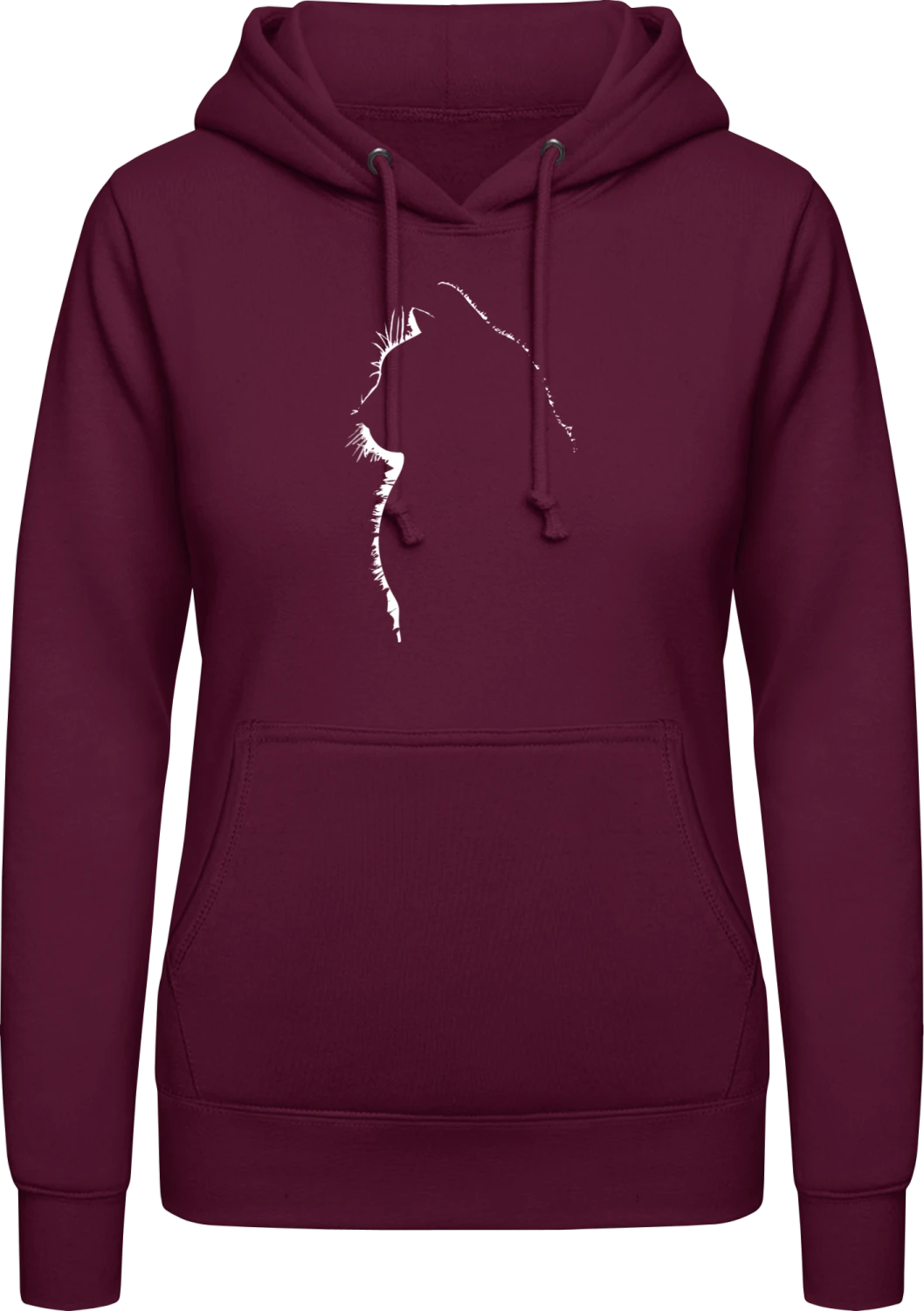 Cat Silhouette Light Reflectiion - Burgundy AWDis ladies hoodie - Front