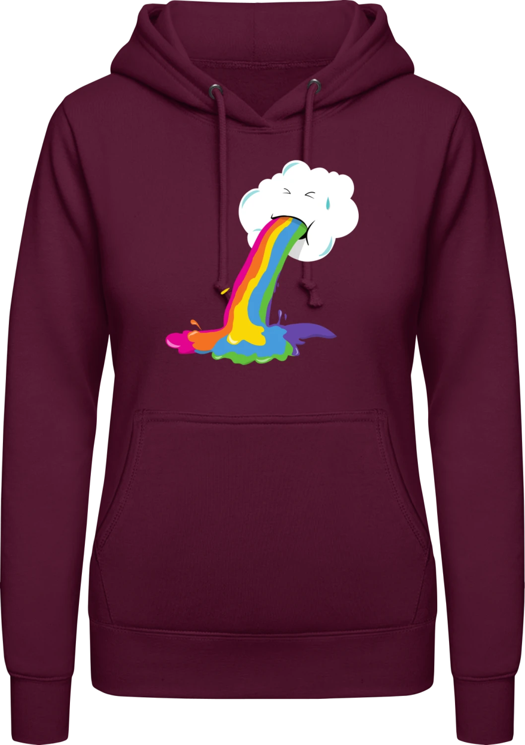 Cloud Puking Rainbow - Burgundy AWDis ladies hoodie - Front