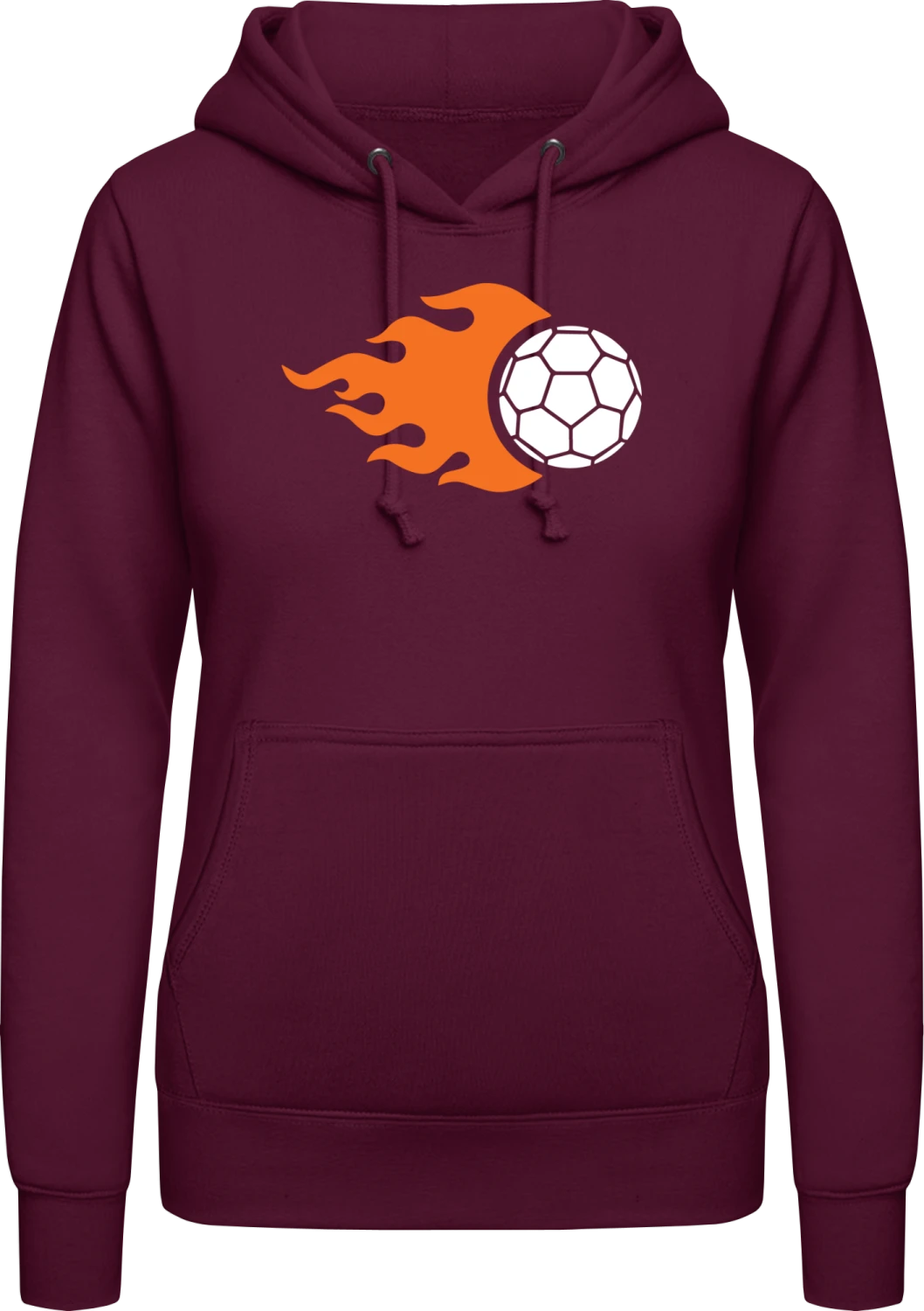 Handball schneller Ball mit Feuer - Burgundy AWDis ladies hoodie - Front