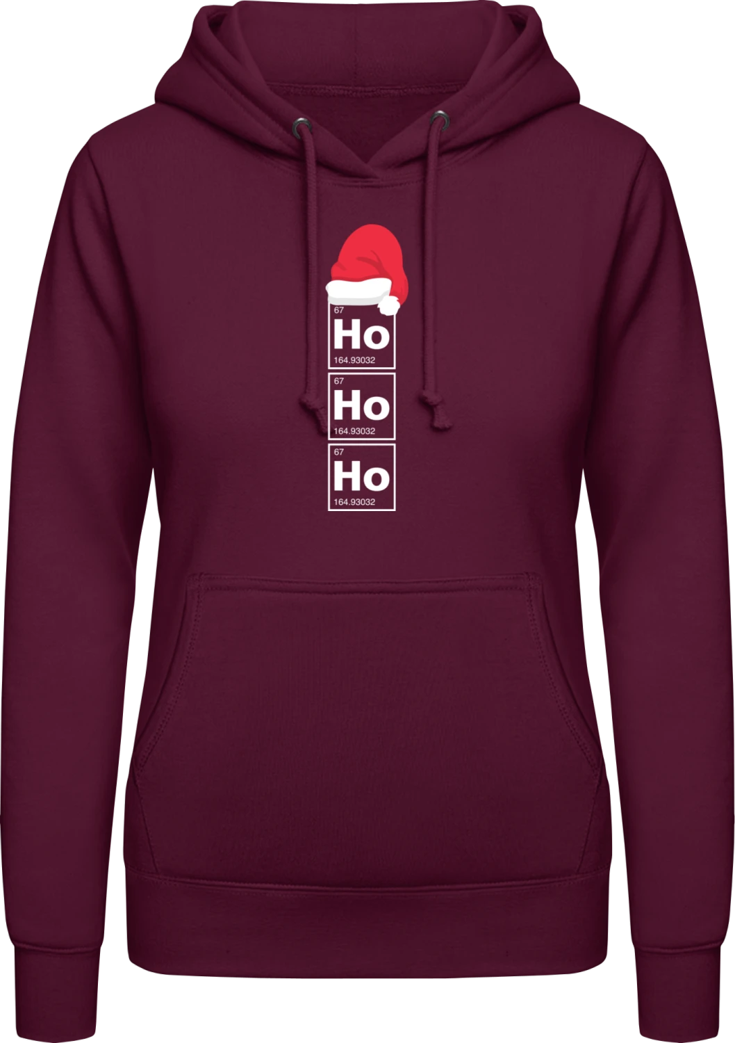 Ho Ho Ho - Burgundy AWDis ladies hoodie - Front