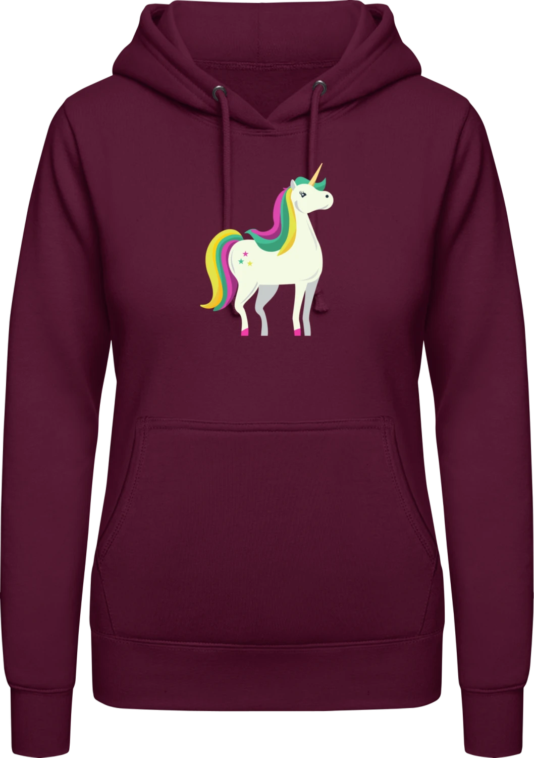 Unicorn Rainbow Colors - Burgundy AWDis ladies hoodie - Front