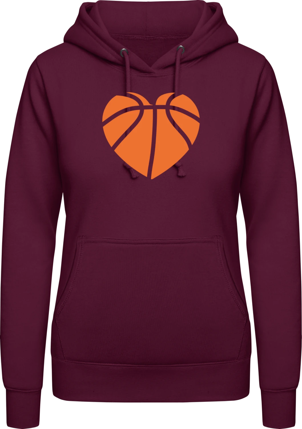 Basketball Heart - Burgundy AWDis ladies hoodie - Front