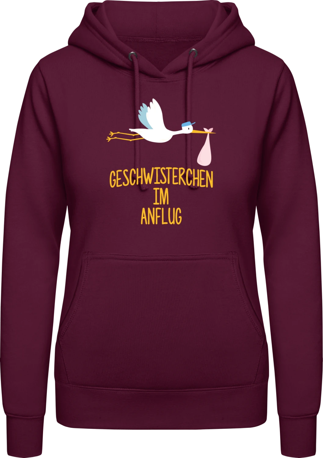 Geschwisterchen im Anflug - Burgundy AWDis ladies hoodie - Front