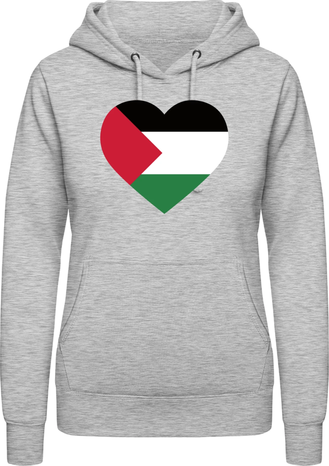 Palestine Heart Flag - Heather Grey AWDis ladies hoodie - Front