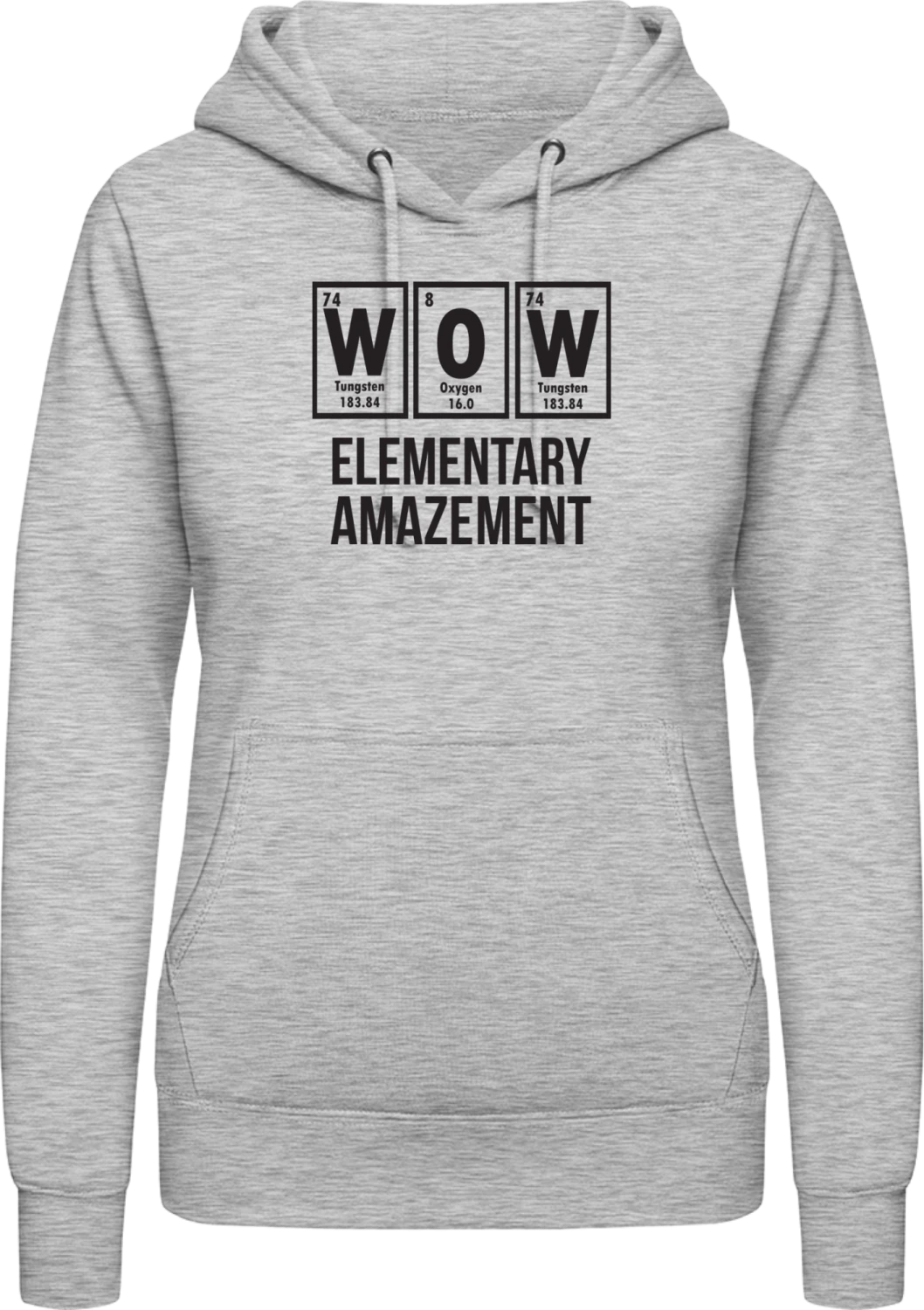 WOW Elementary Amazement - Heather Grey AWDis ladies hoodie - Front