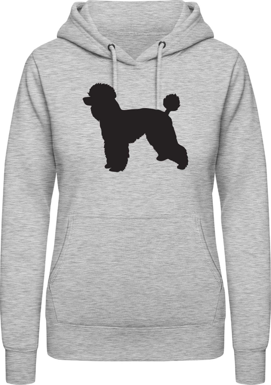 Poodle Silhouette - Heather Grey AWDis ladies hoodie - Front