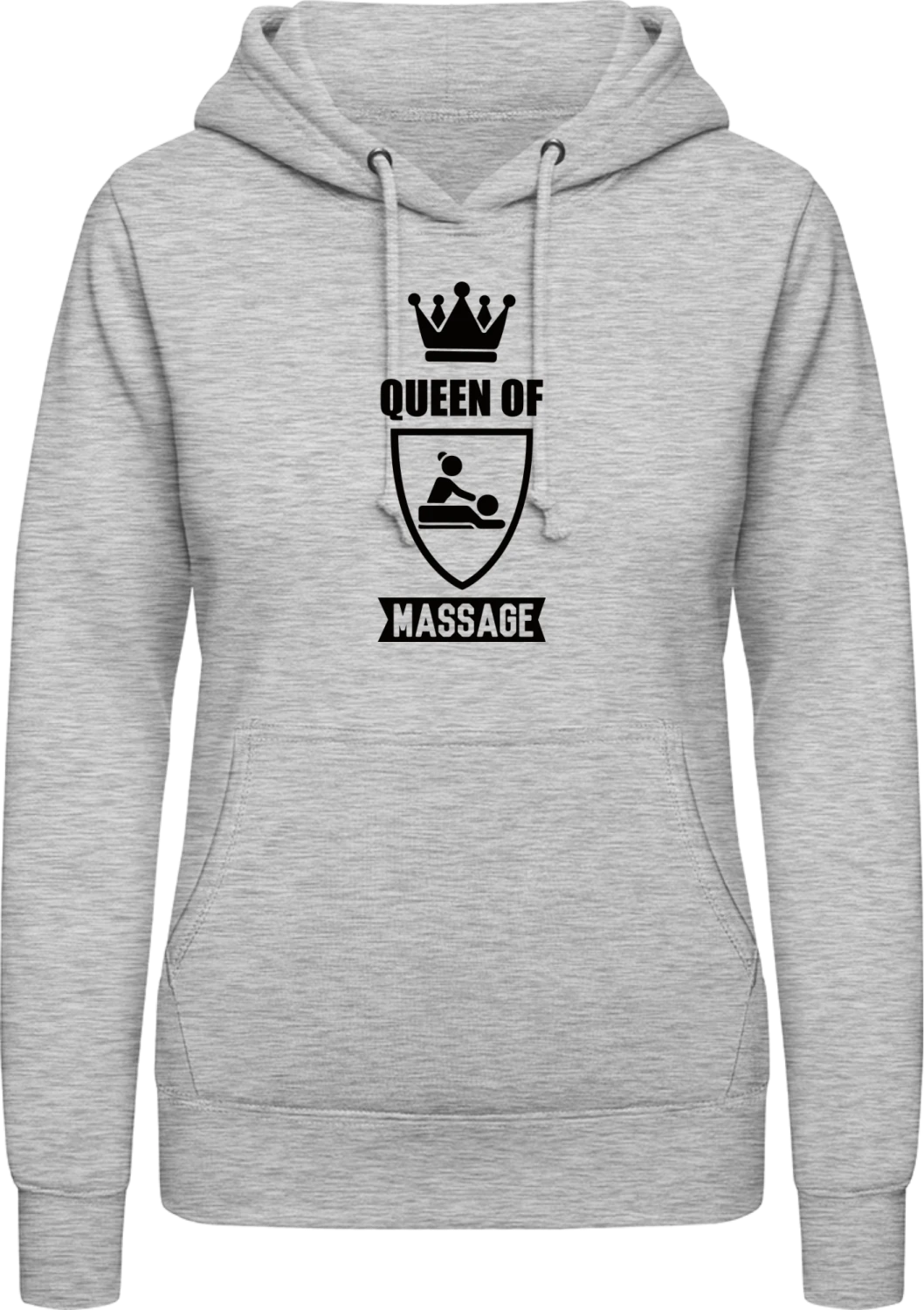 Queen Of Massage - Heather Grey AWDis ladies hoodie - Front