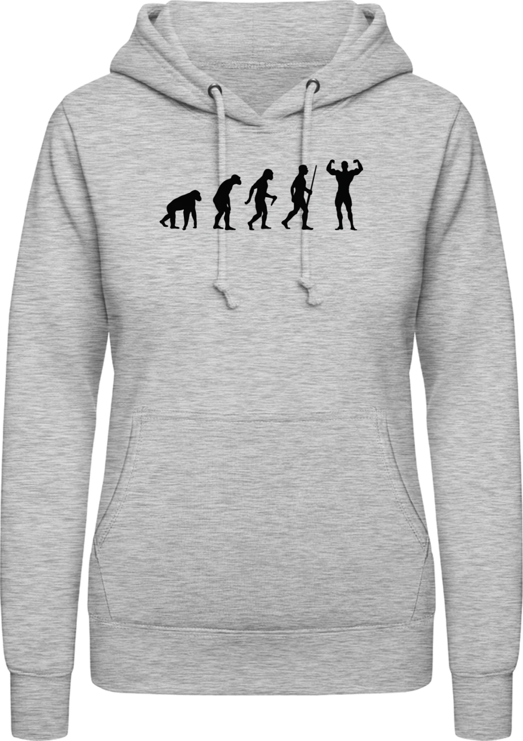 Body Building - Heather Grey AWDis ladies hoodie - Front