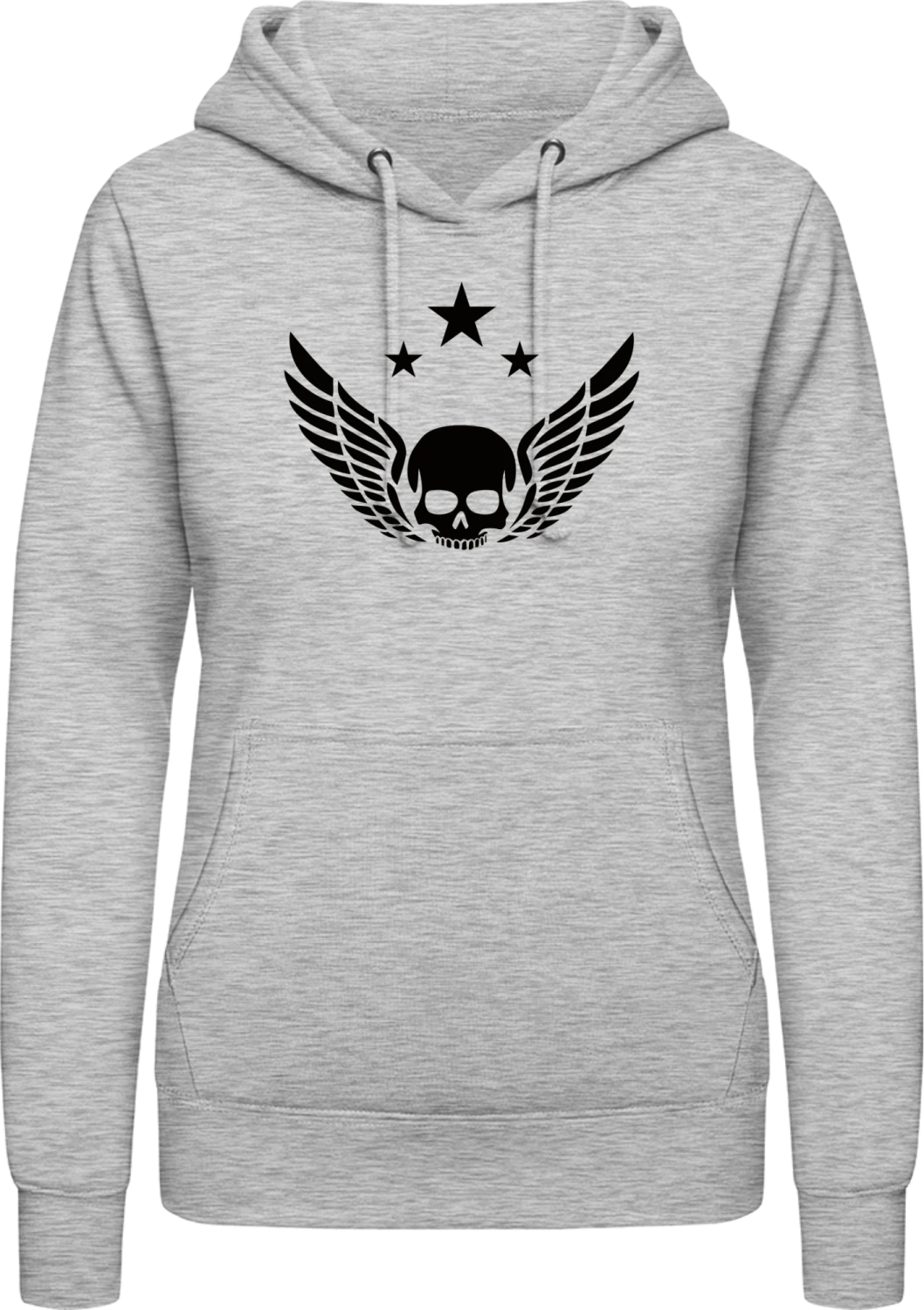 Winged Skull - Heather Grey AWDis ladies hoodie - Front