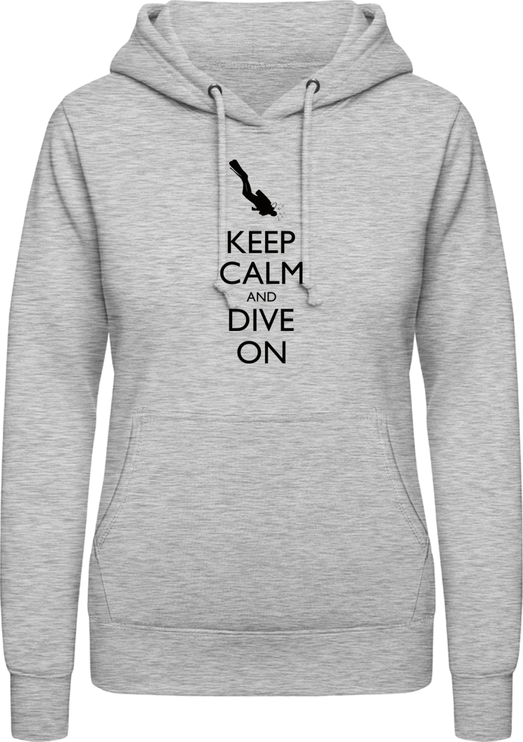 Keep Calm and Dive on - Heather Grey AWDis ladies hoodie - Front