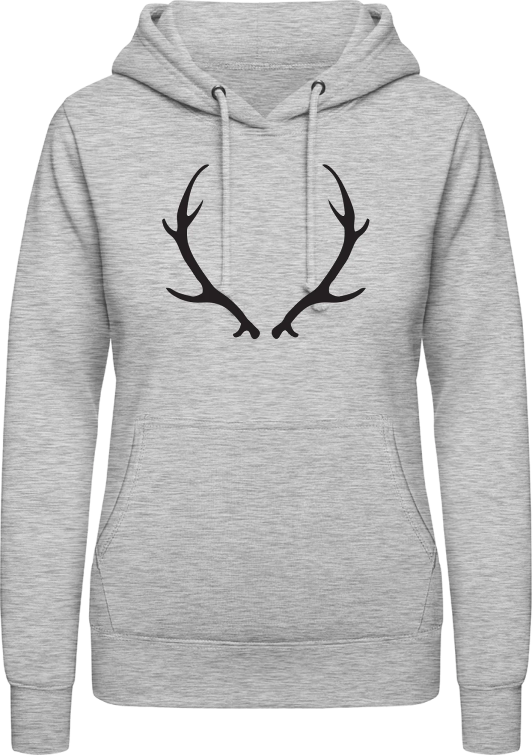 Deer Antlers - Heather Grey AWDis ladies hoodie - Front