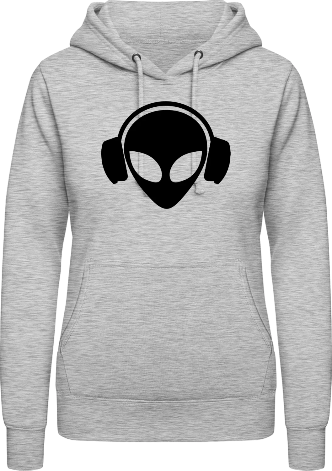 Alien DJ Headphone - Heather Grey AWDis ladies hoodie - Front