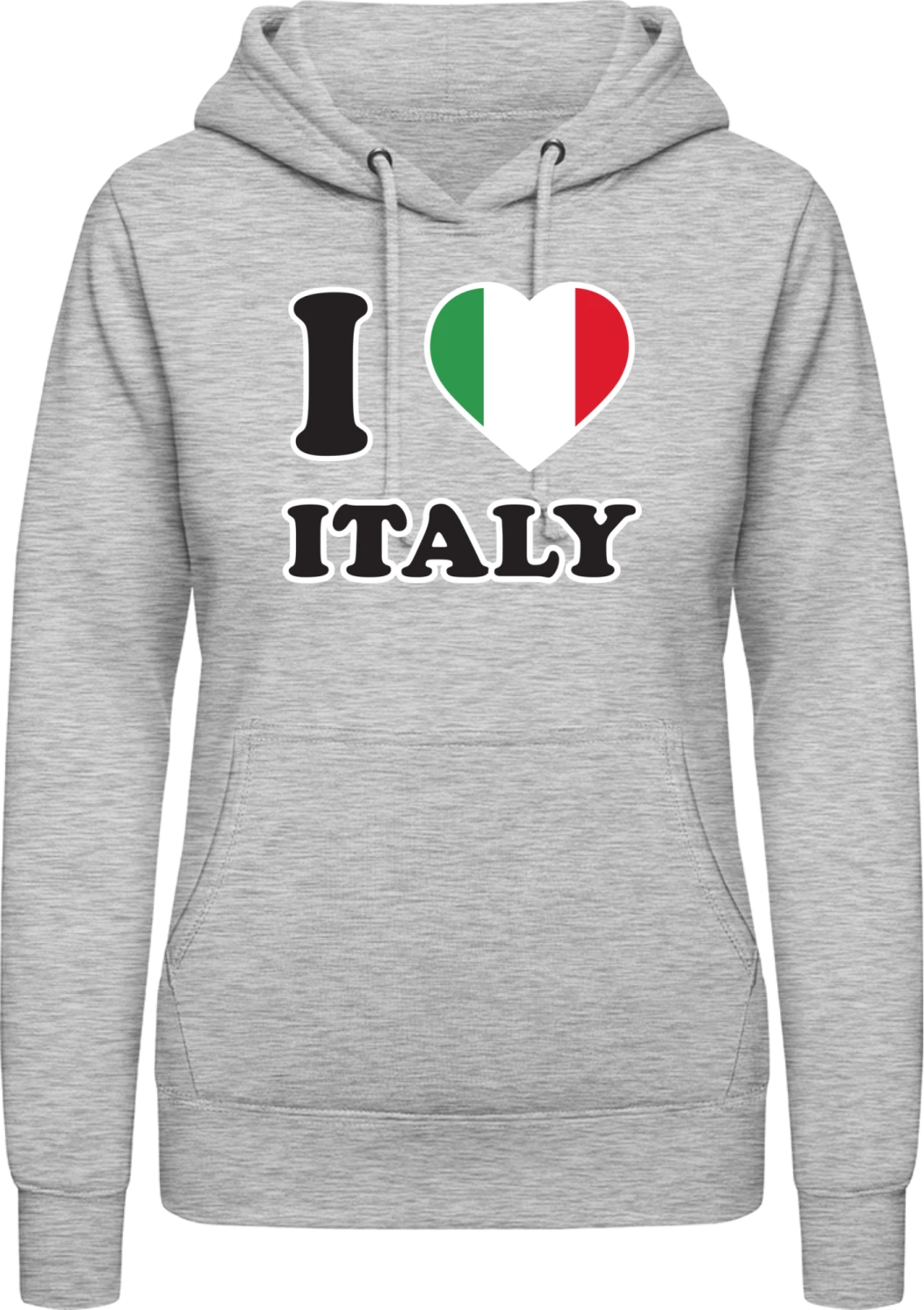 I Love Italy - Heather Grey AWDis ladies hoodie - Front