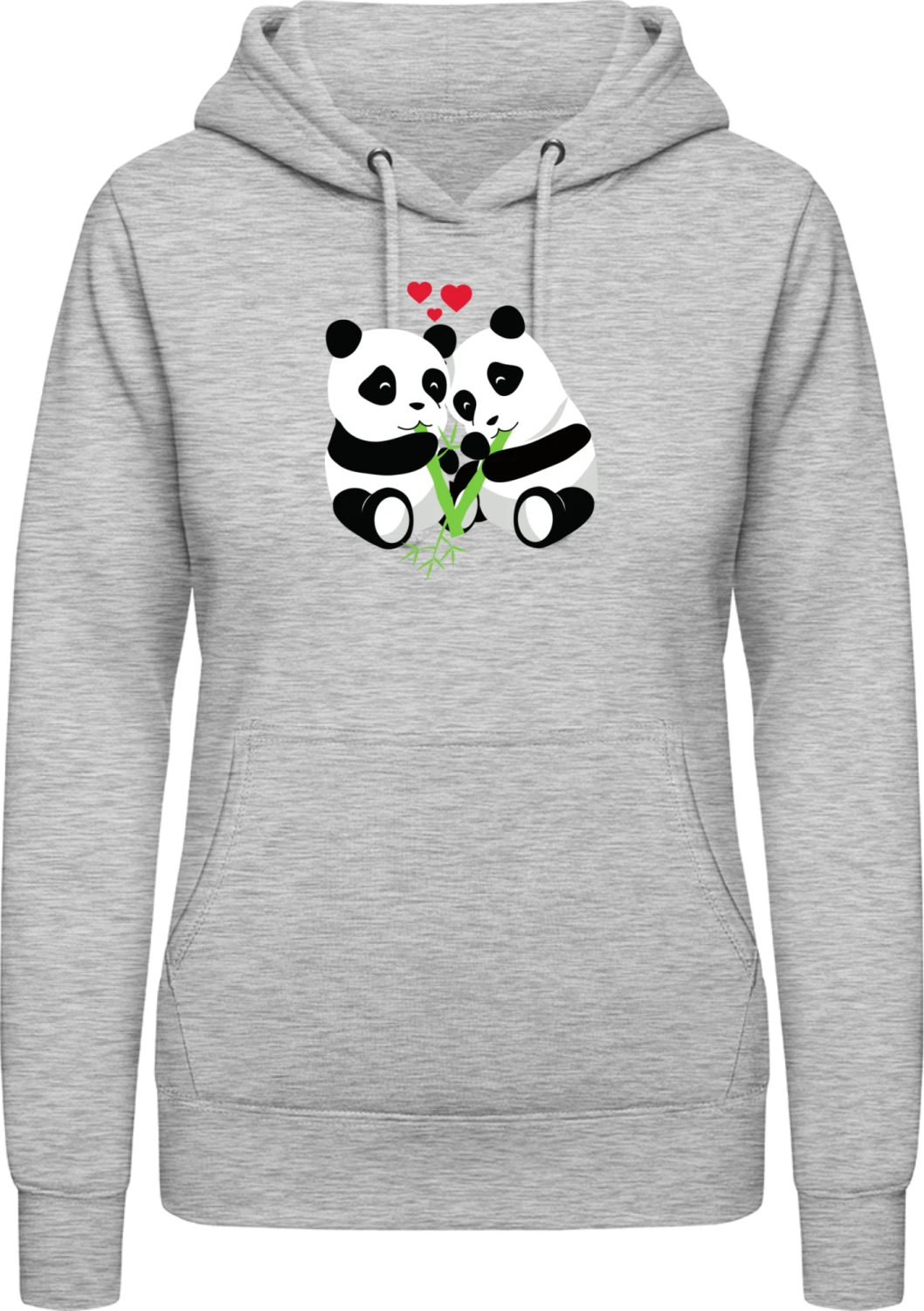 Panda Love - Heather Grey AWDis ladies hoodie - Front