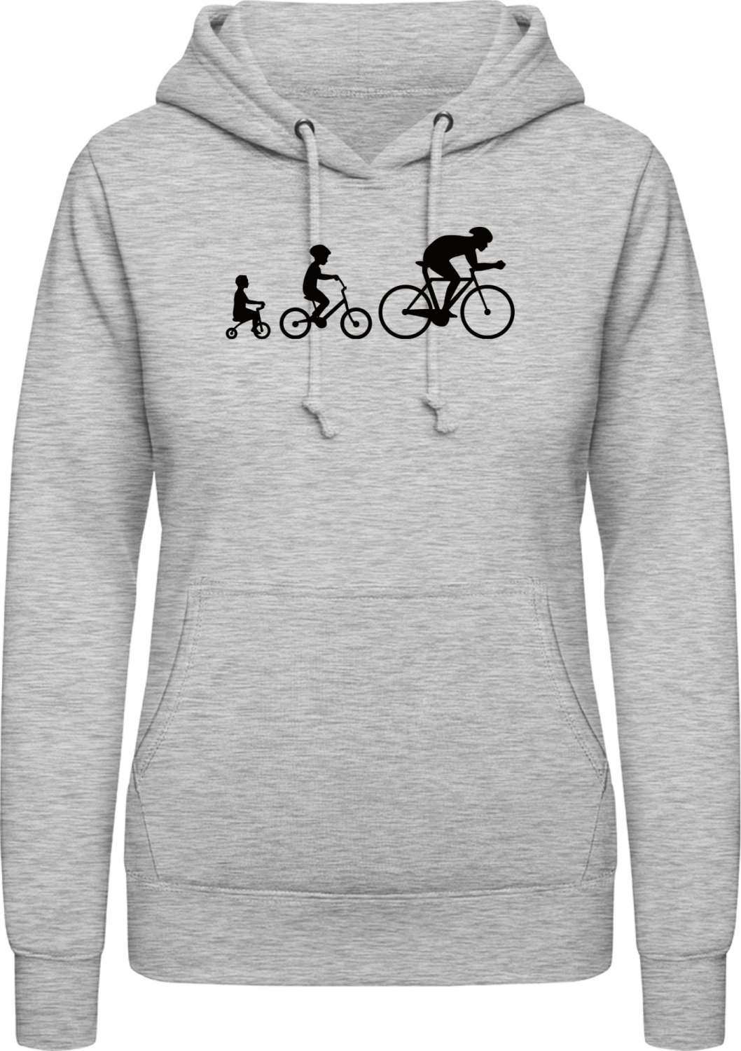 Evolution Of A Cyclist - Heather Grey AWDis ladies hoodie - Front