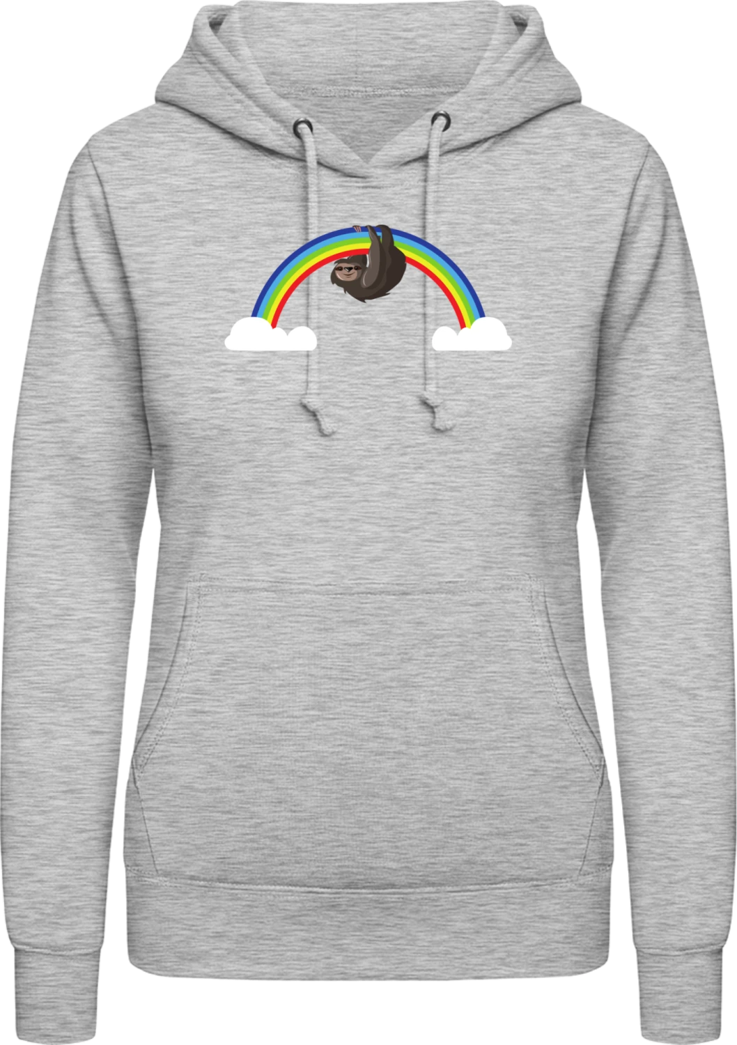 Sloth On Rainbow - Heather Grey AWDis ladies hoodie - Front