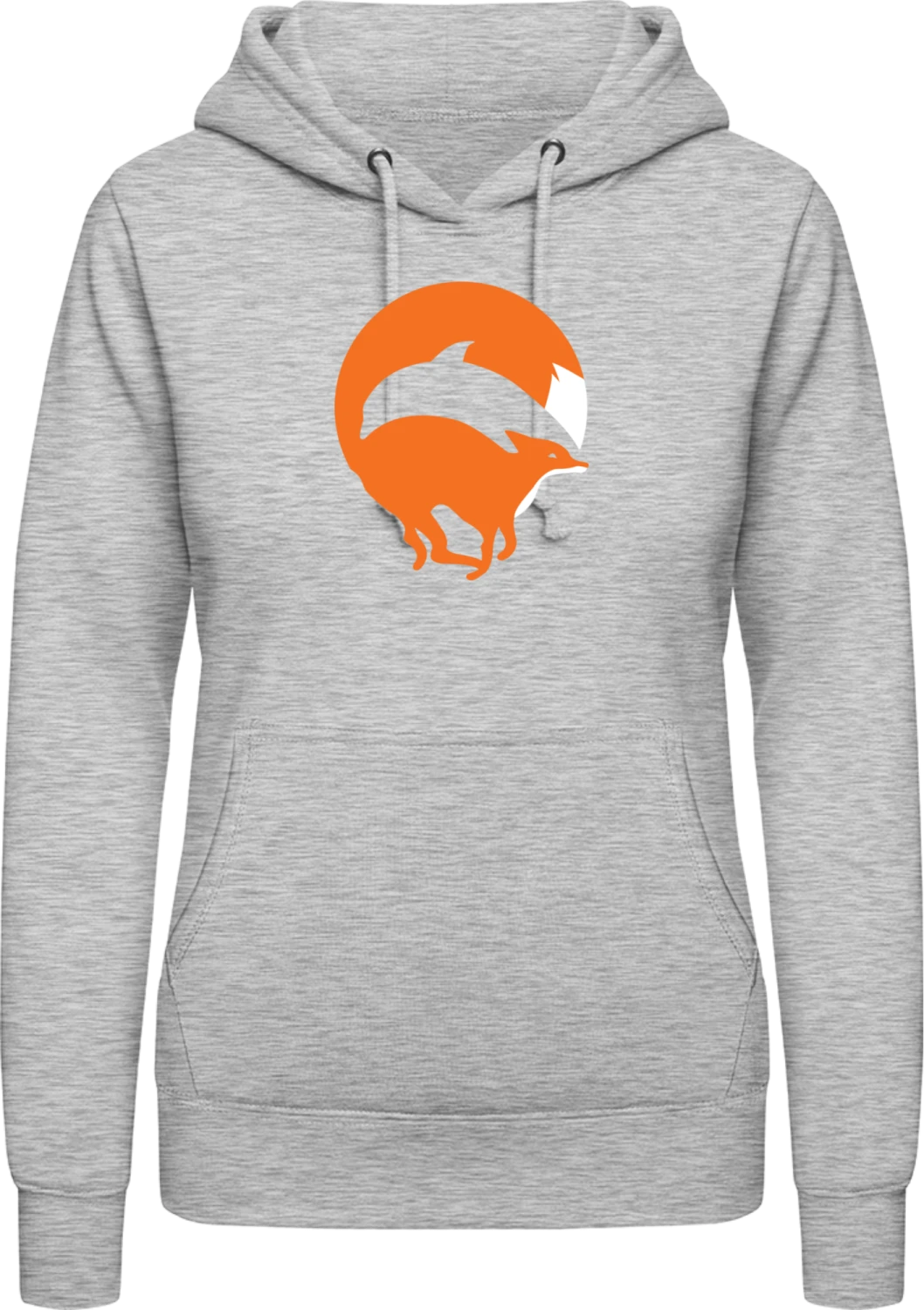 Fox Dolphin - Heather Grey AWDis ladies hoodie - Front