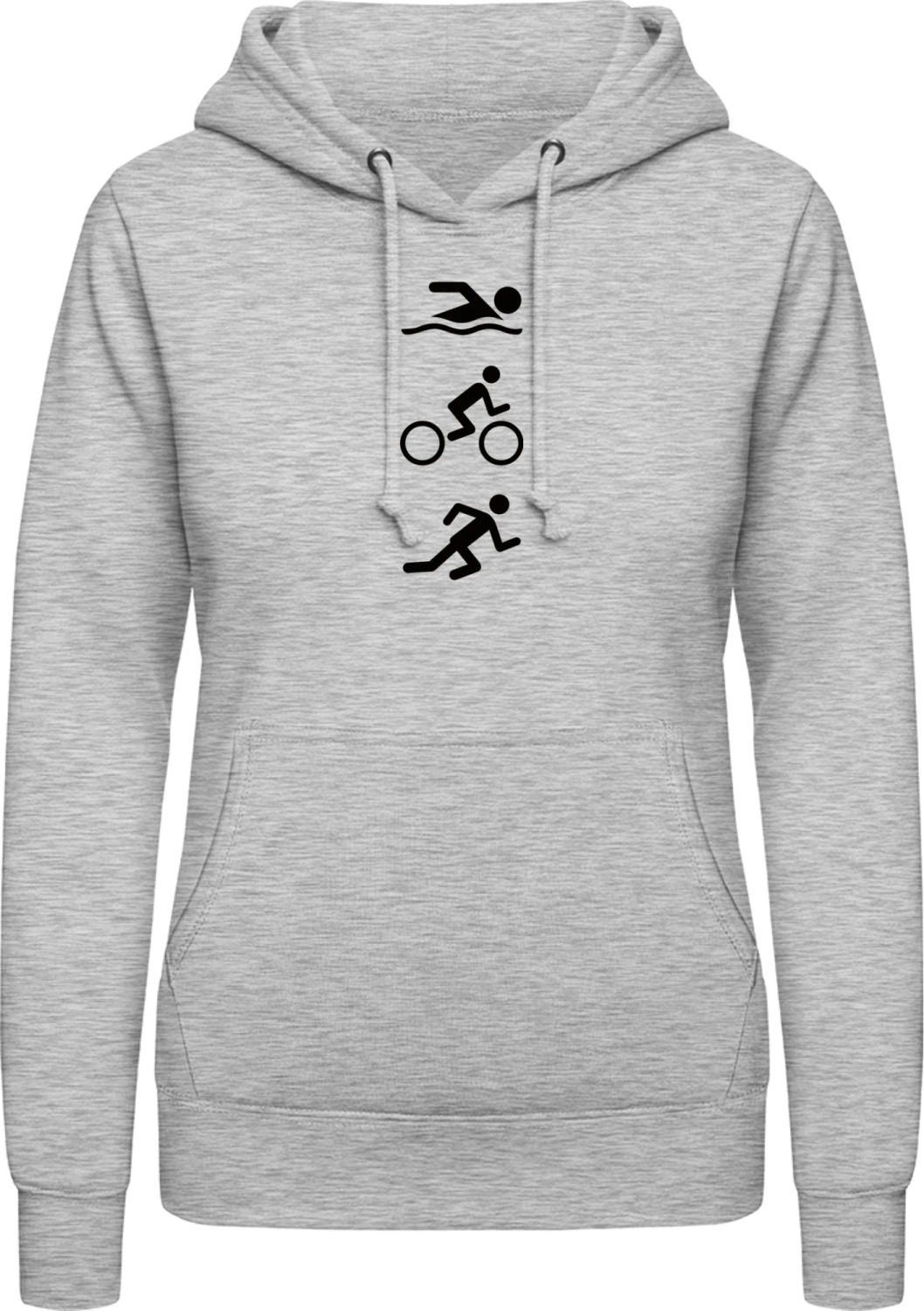 Swim Bike Run Icon - Heather Grey AWDis ladies hoodie - Front