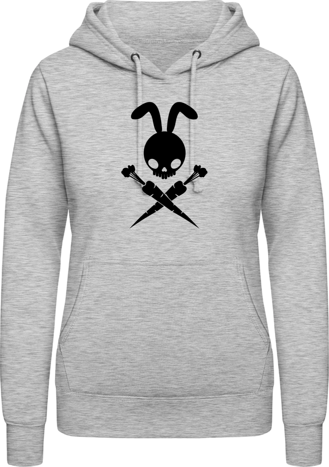 Bad Rabbit And Cross Carrots - Heather Grey AWDis ladies hoodie - Front