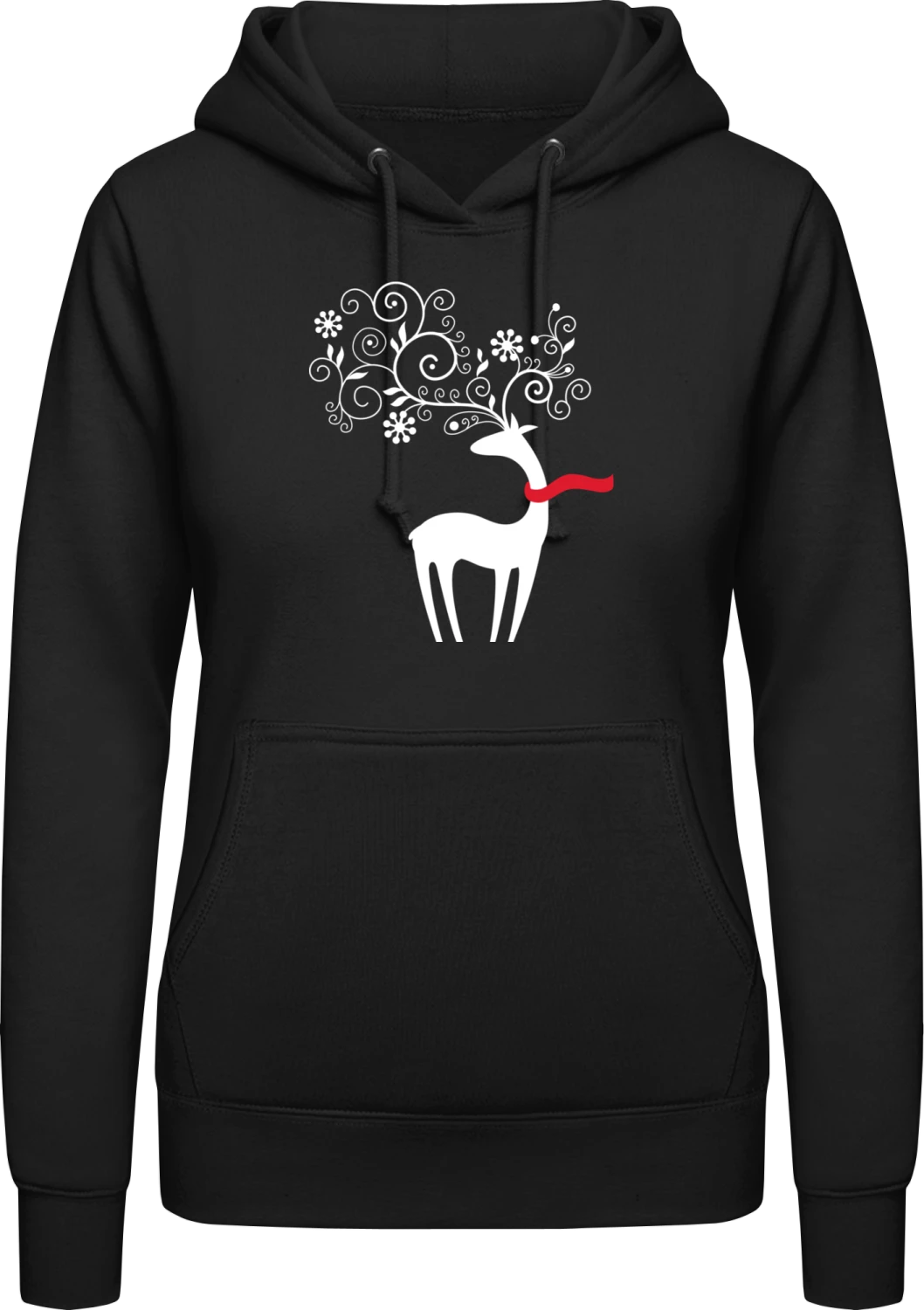 Christmas Deer - Black AWDis ladies hoodie - Front