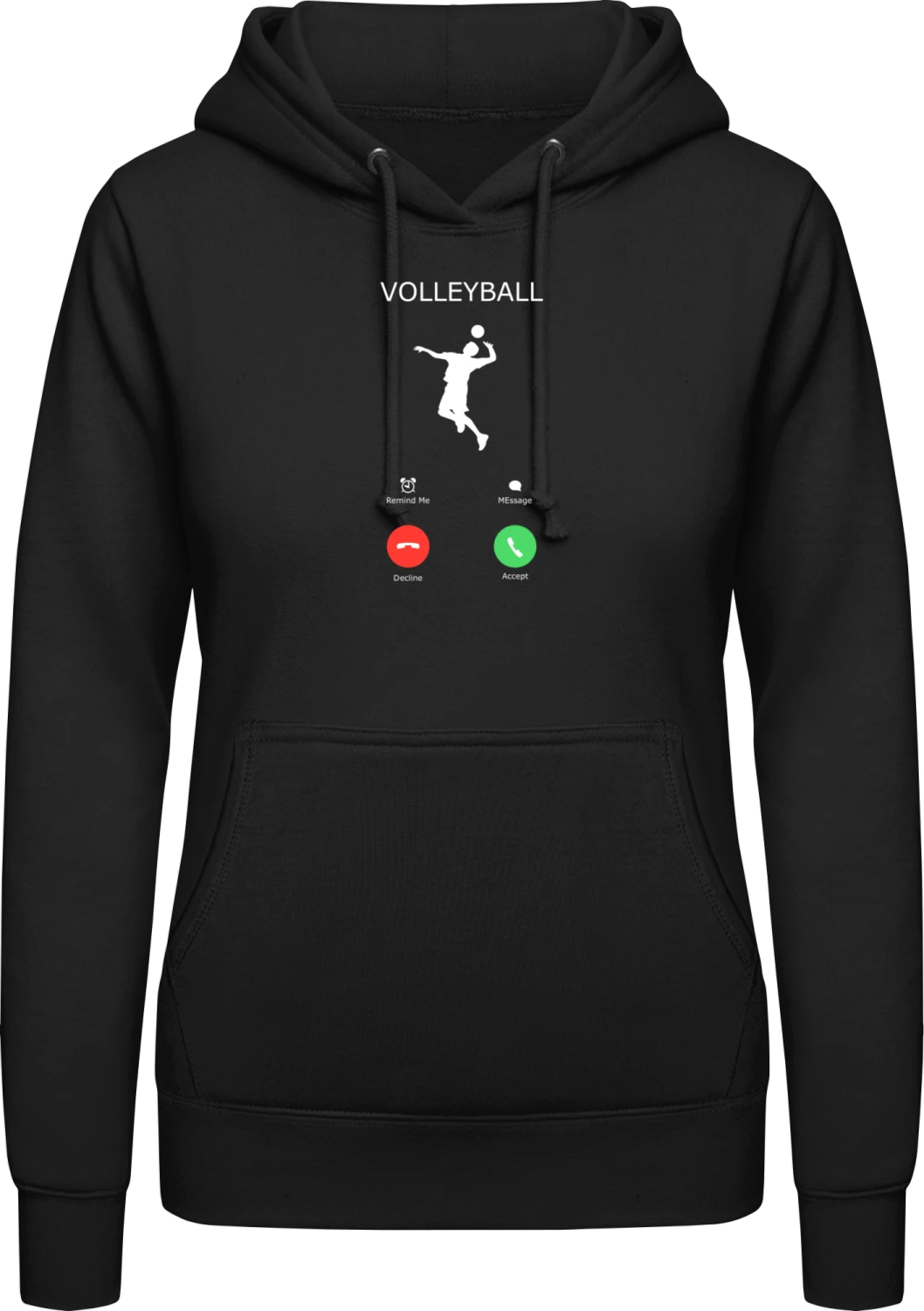 Volleyball accept decline - Black AWDis ladies hoodie - Front