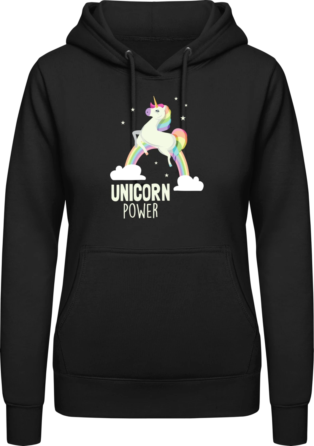 Unicorn Power - Black AWDis ladies hoodie - Front