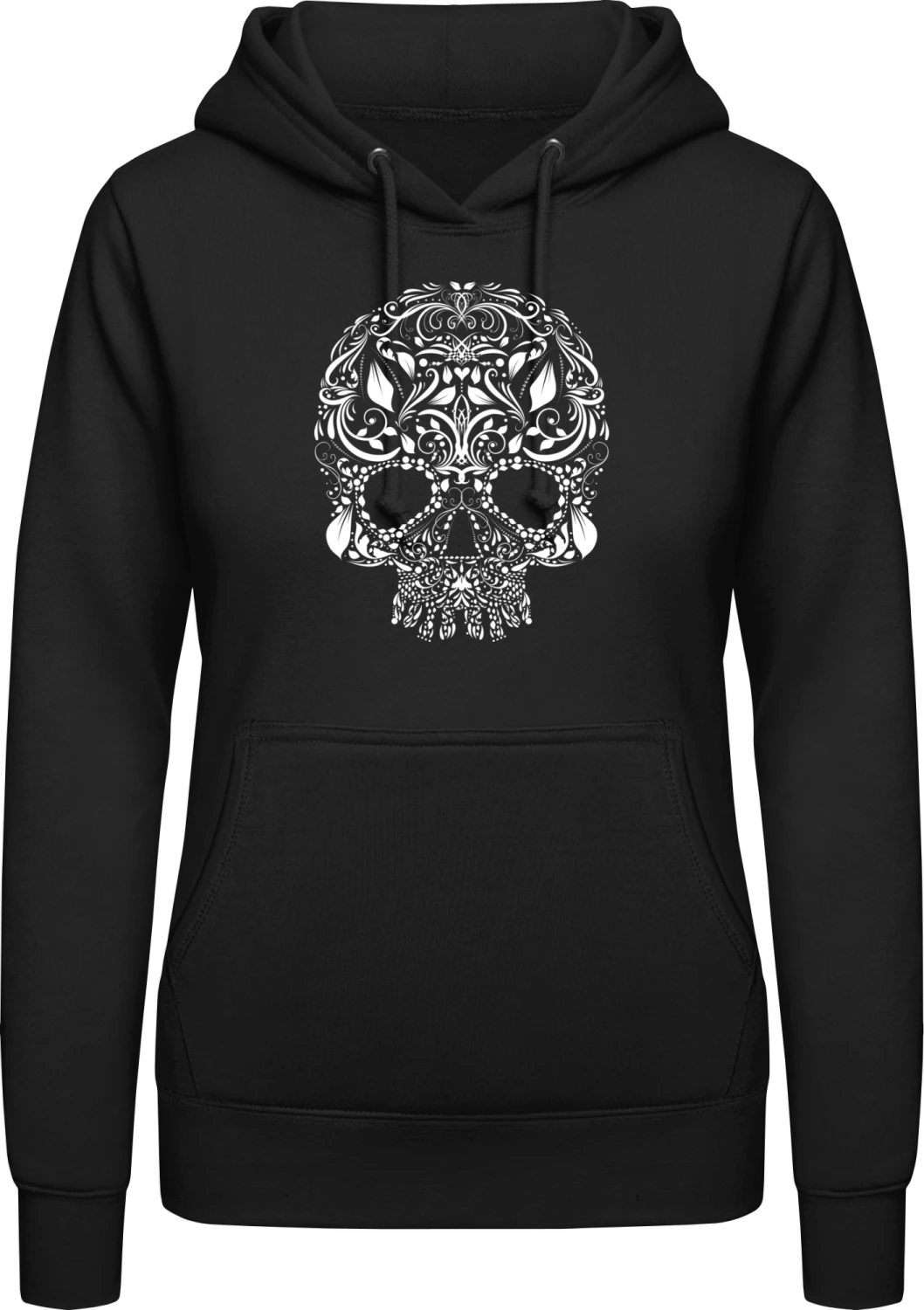 Skull Stylish - Black AWDis ladies hoodie - Front