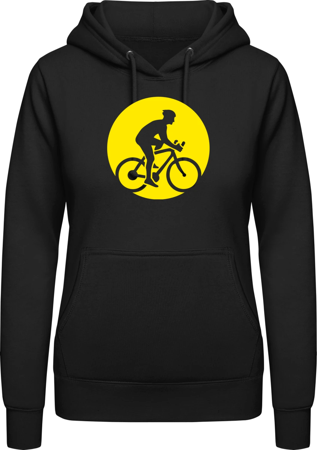 Bicycle Biker In The Moon - Black AWDis ladies hoodie - Front