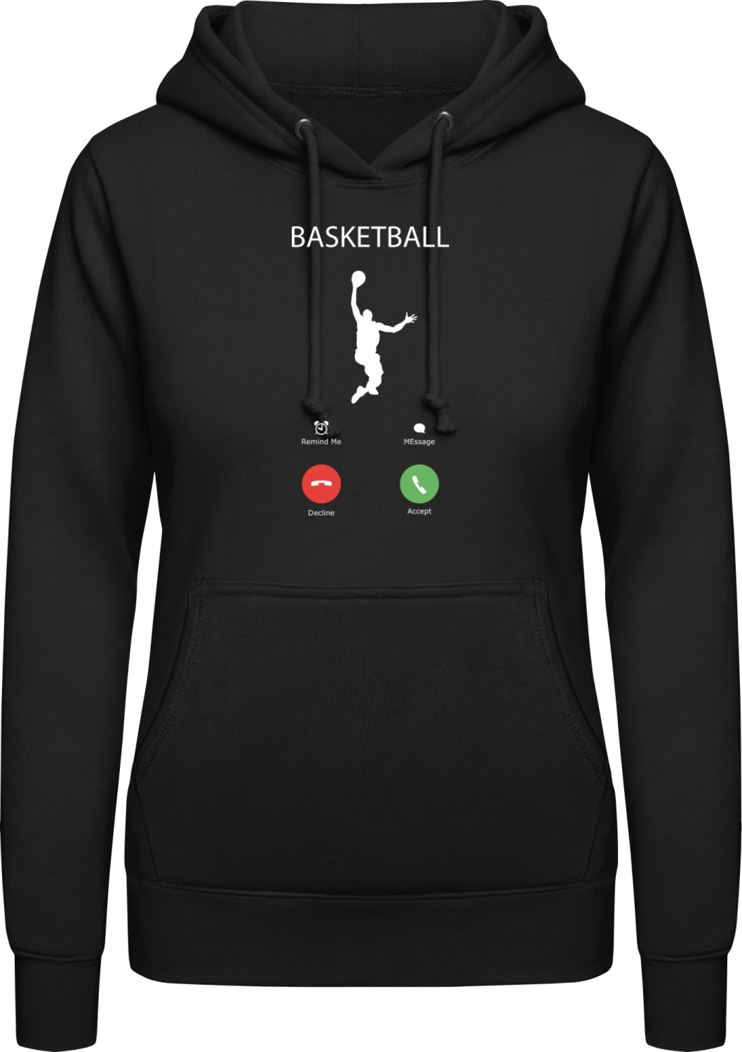 Basketball Mobile Phone - Black AWDis ladies hoodie - Front