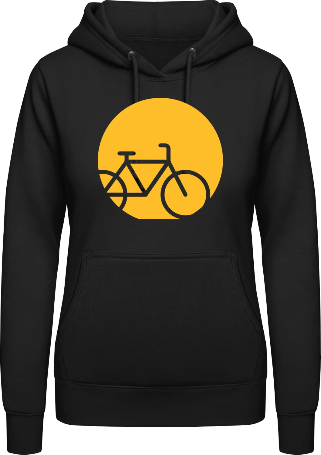 Bicycle In The Moon - Black AWDis ladies hoodie - Front