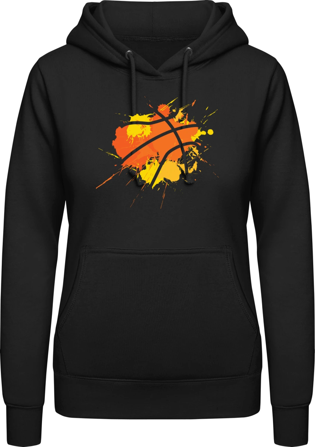 Basketball Splatter - Black AWDis ladies hoodie - Front