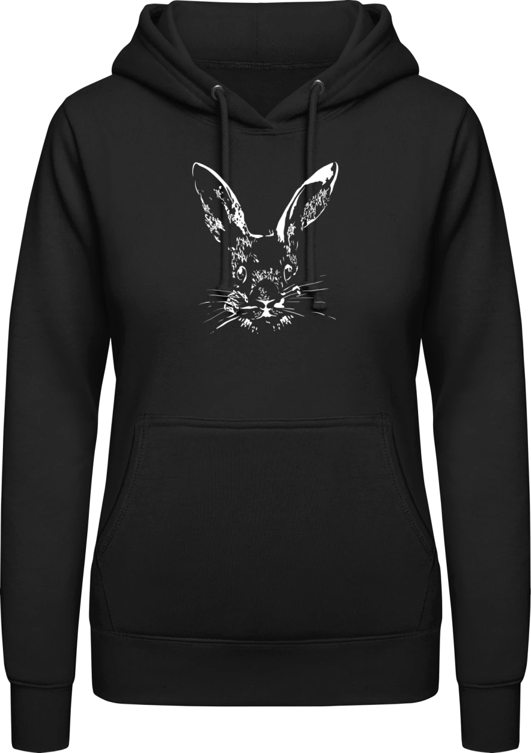 Rabbit Face - Black AWDis ladies hoodie - Front