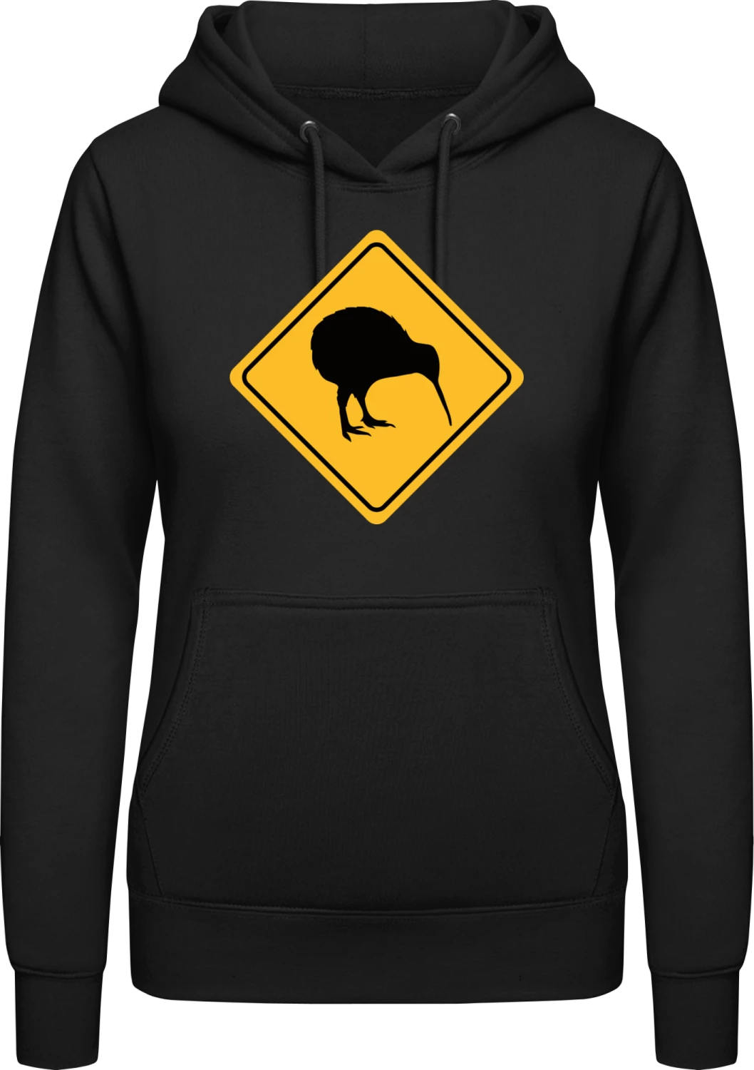 Road Sign Of Kiwi - Black AWDis ladies hoodie - Front