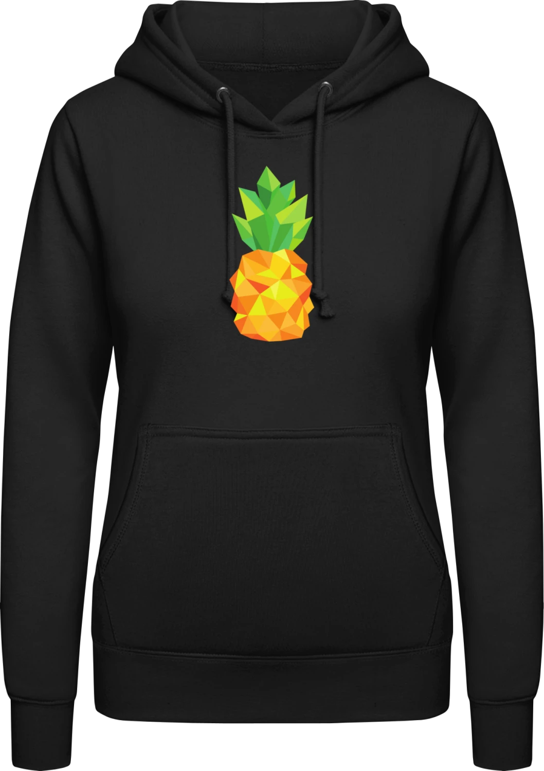 Stylish Pineapple - Black AWDis ladies hoodie - Front