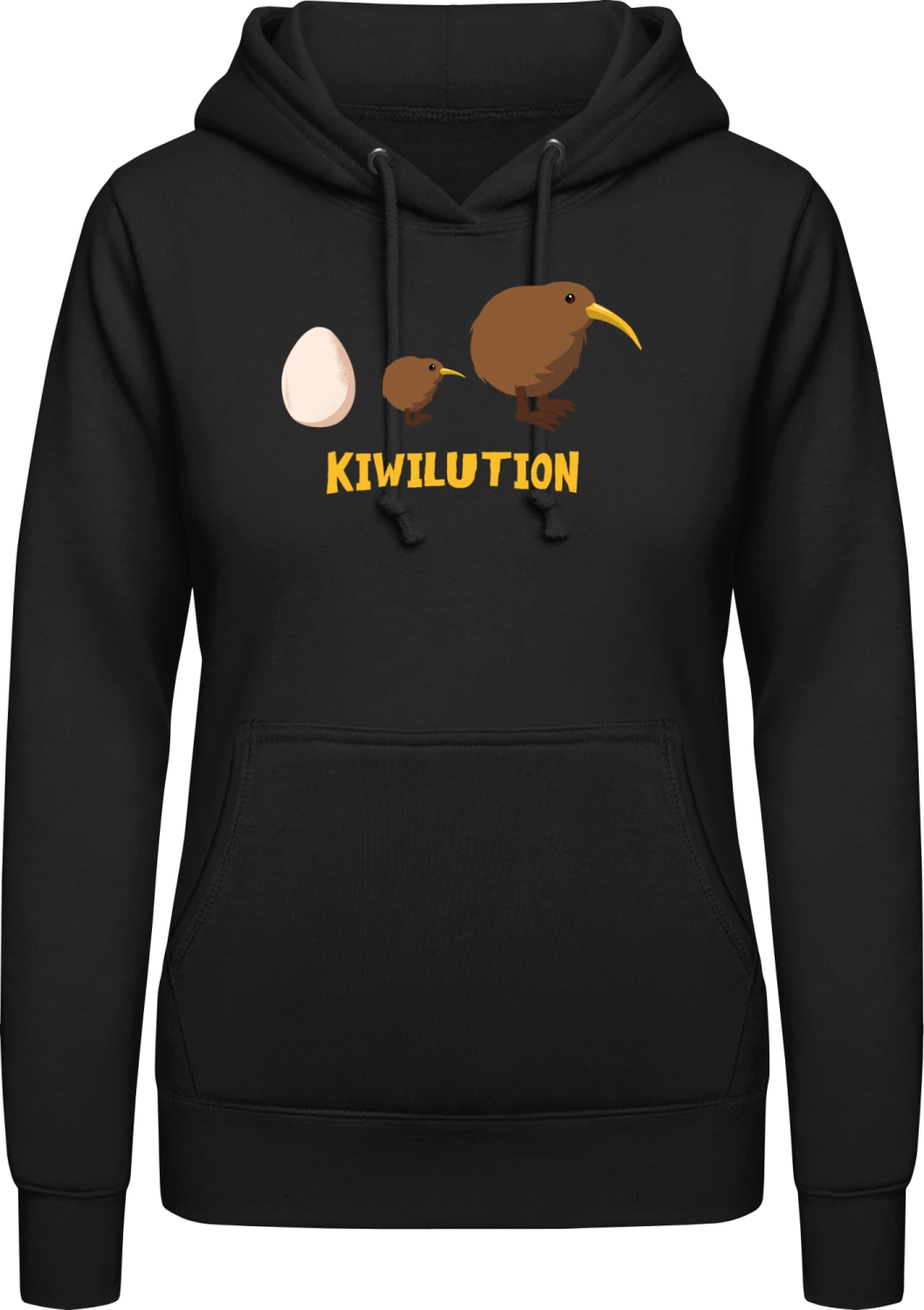 Kiwilution - Black AWDis ladies hoodie - Front