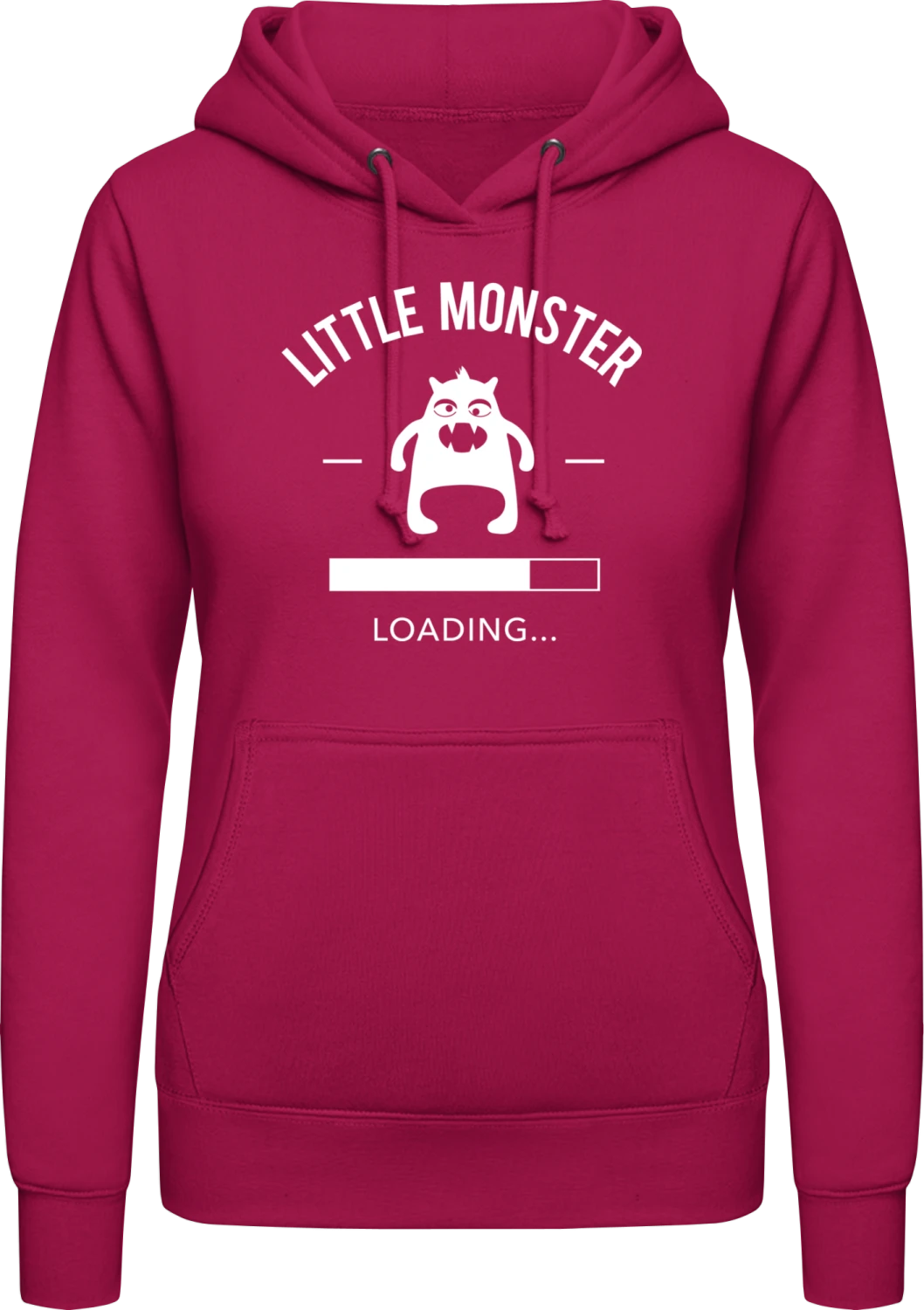 Little Monster - Hot pink AWDis ladies hoodie - Front