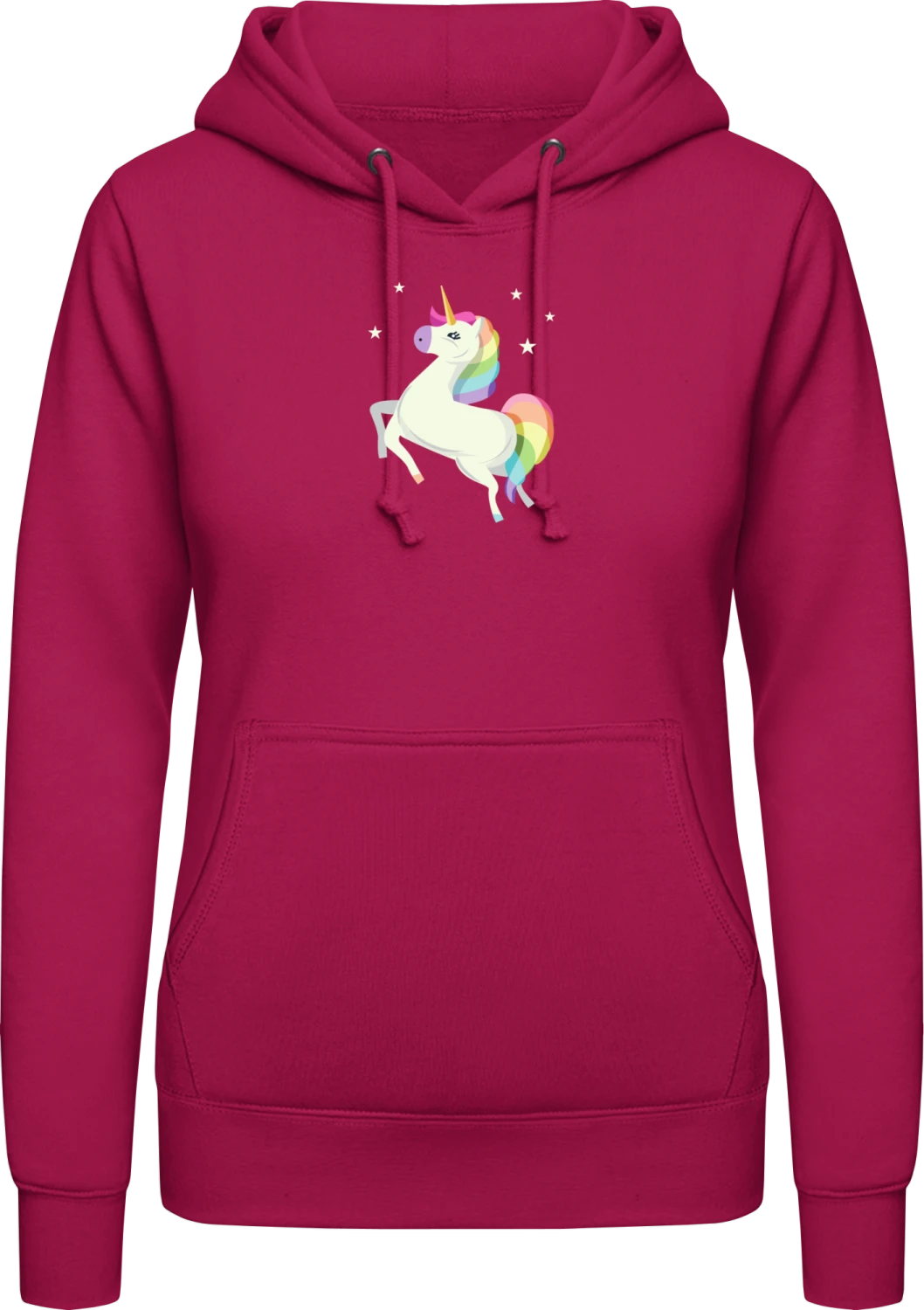 Unicorn Comic Illustration - Hot pink AWDis ladies hoodie - Front