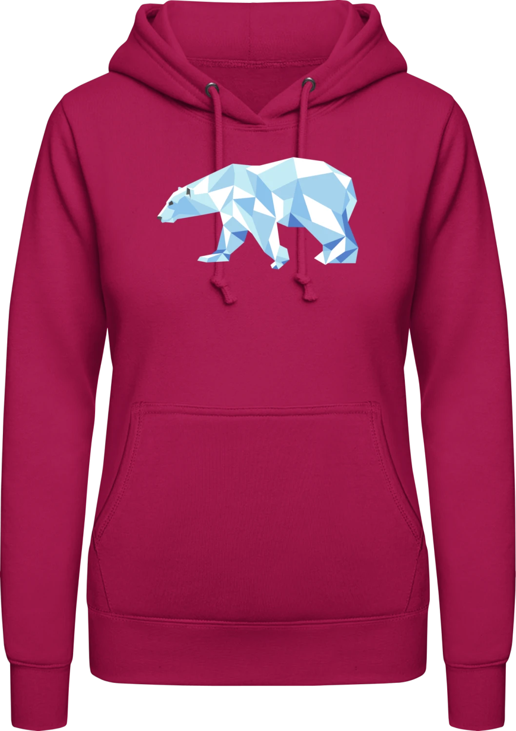 Polar Bear Effect - Hot pink AWDis ladies hoodie - Front