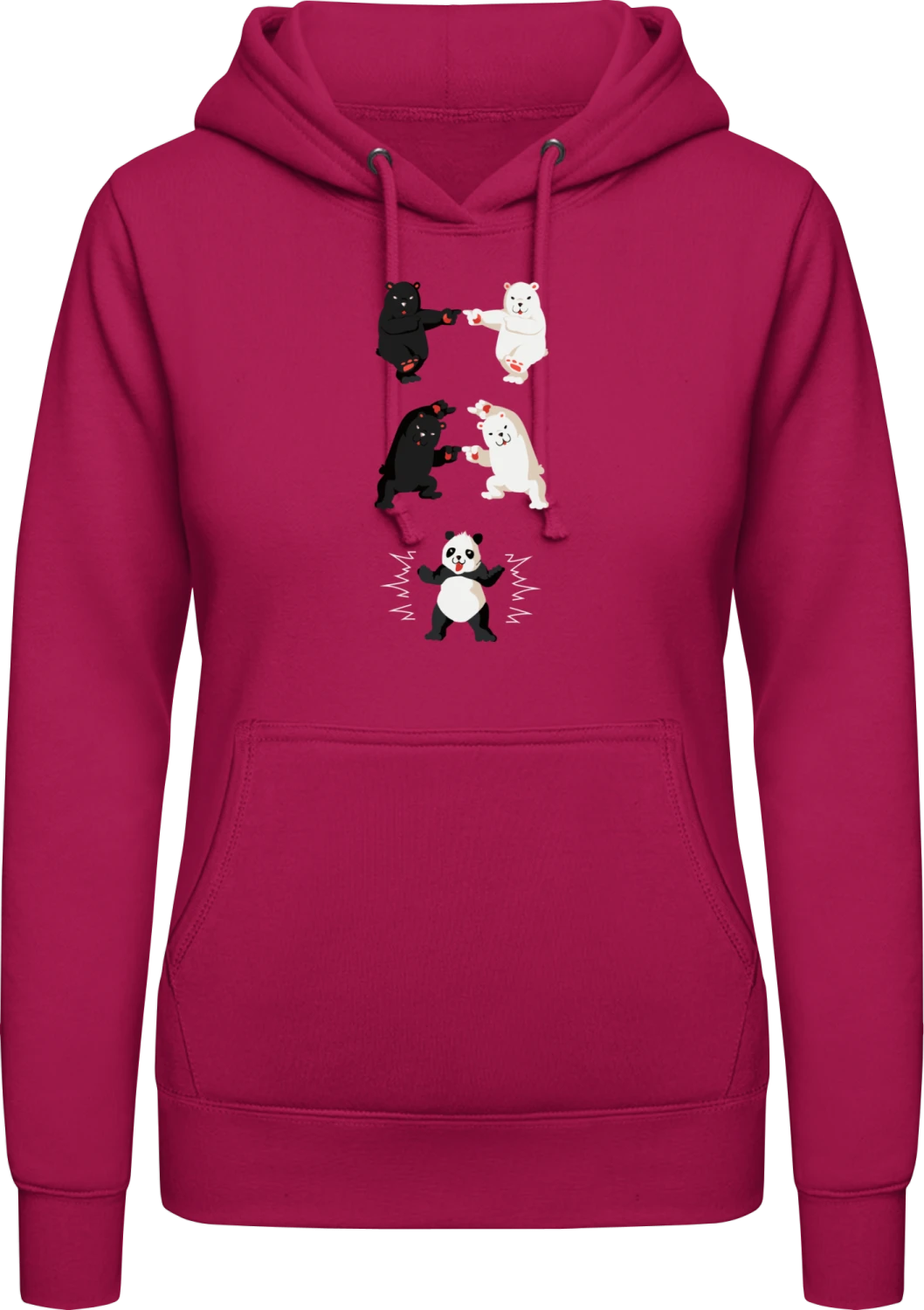 Panda Bear Fusion - Hot pink AWDis ladies hoodie - Front