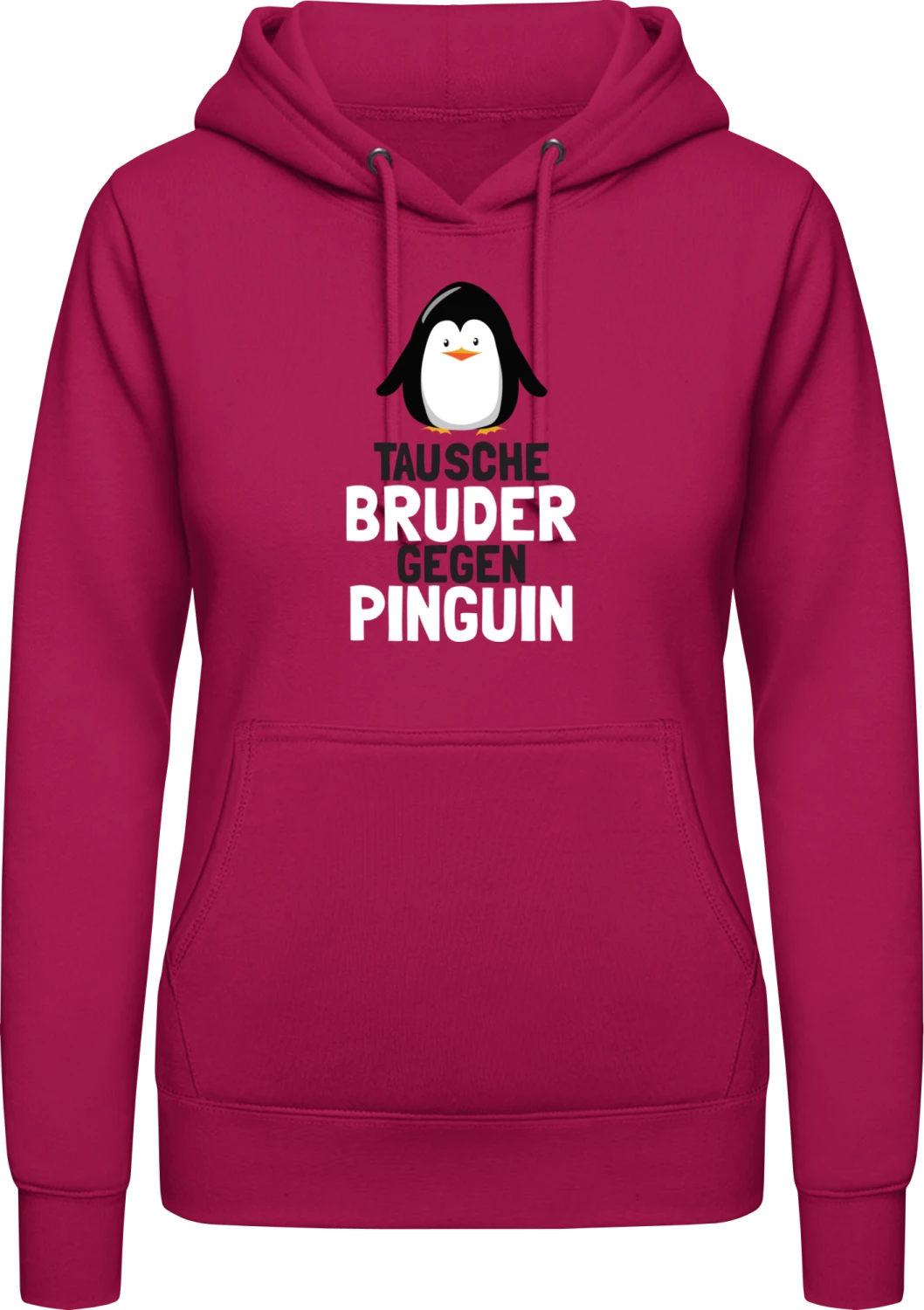 Tausche Bruder gegen Pinguin - Hot pink AWDis ladies hoodie - Front